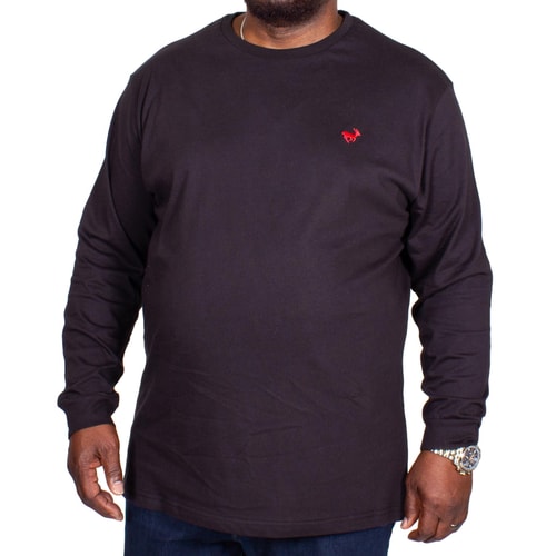 Bigdude Long Sleeve Crew Neck T-Shirt Black Tall