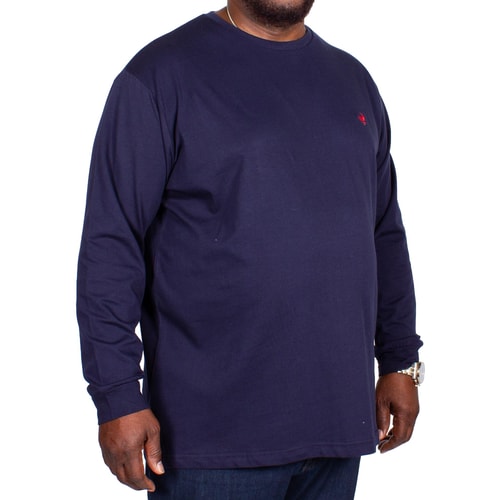 Bigdude Long Sleeve Crew Neck T-Shirt Navy