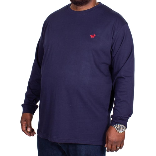Bigdude Long Sleeve Crew Neck T-Shirt Navy Tall