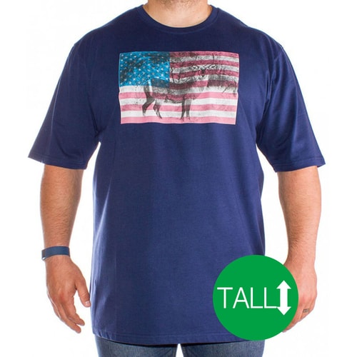 Bigdude Antelope Print T-Shirt Navy - Tall