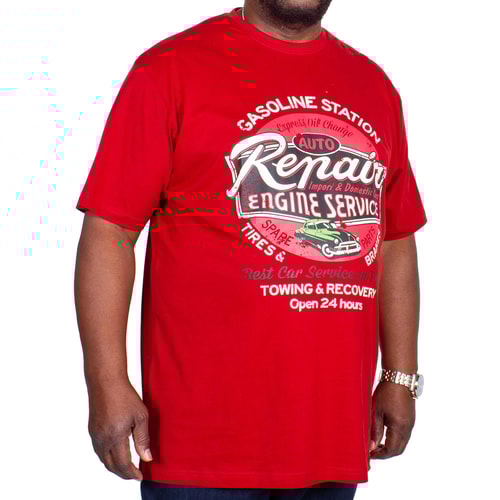 Espionage Auto Repair Print T-Shirt Deep Red