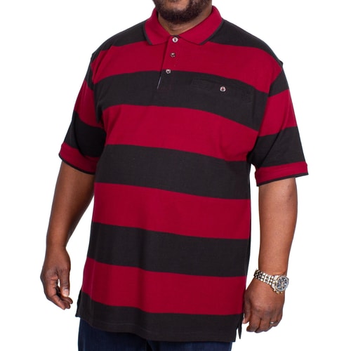 KAM Rugby Stripe Polo Shirt Burgundy