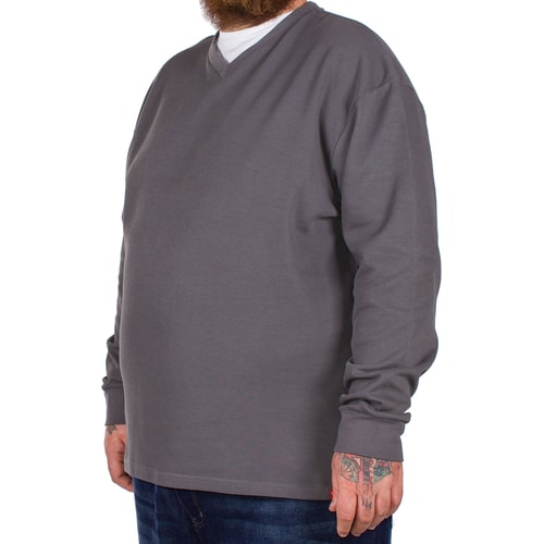 D555 Bliss Charcoal French Rib Layered V-Neck Jumper