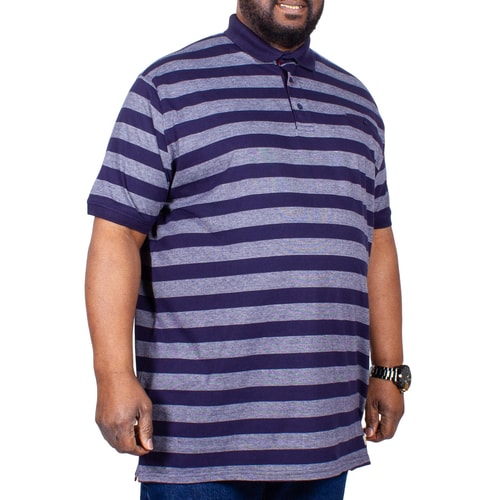 D555 Stripe Polo Shirt With Jet Pocket Navy