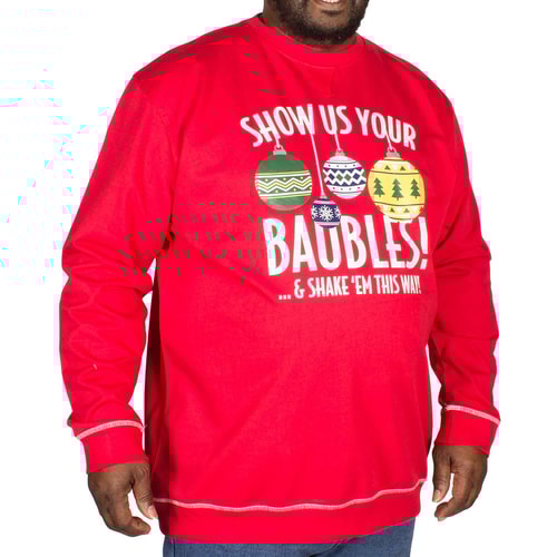 D555 Baubles Print Christmas Sweatshirt Red
