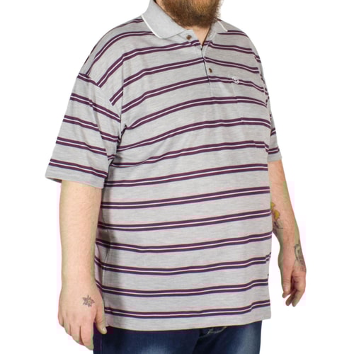 Brooklyn James Stripe Polo Shirt Plum