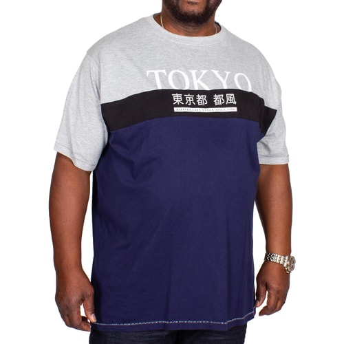 D555 Morris Tokyo Print Cut & Sew T-Shirt Navy