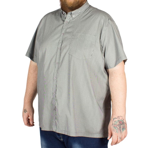 Bigdude Short Sleeve Stripe and Circle Print Shirt Black