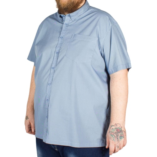 Bigdude Short Sleeve Stripe and Circle Print Shirt Blue