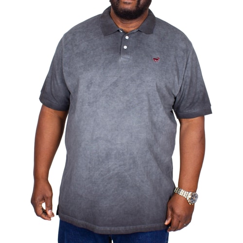 Bigdude Acid wash Polo Shirt Black Tall
