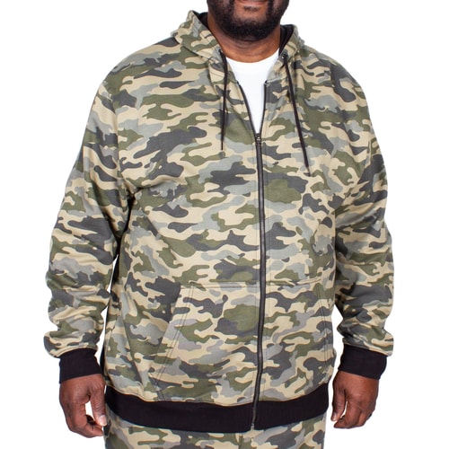 Bigdude Camouflage Full Zip Hoody Khaki Tall