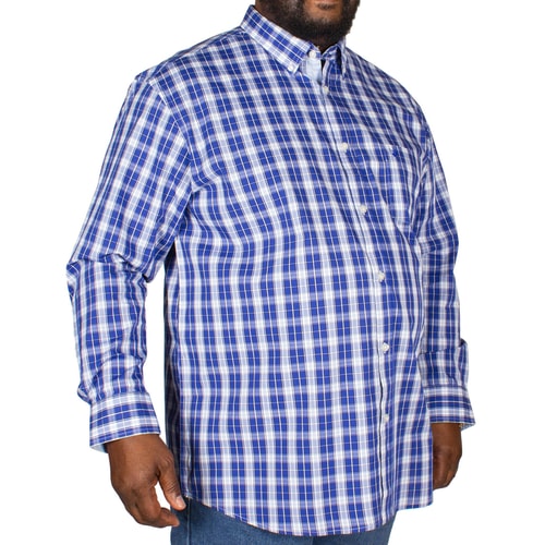 KAM Long Sleeve Casual Check Shirt Blue