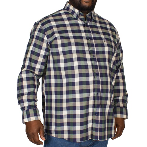 KAM Long Sleeve Check Shirt Dark Ivy/Blue