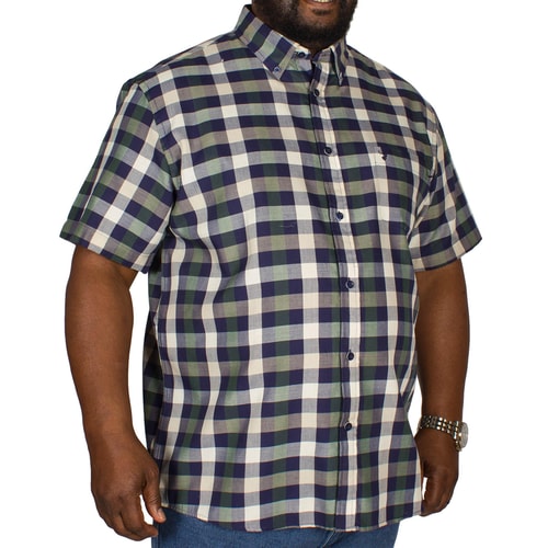 KAM Short Sleeve Check Shirt Dark Ivy/Blue