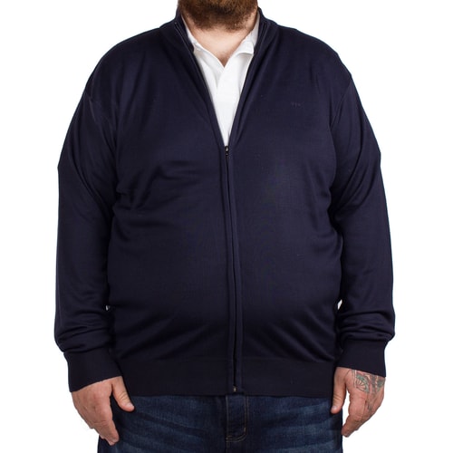 D555 Milburn Navy Plain Full Zip Sweater