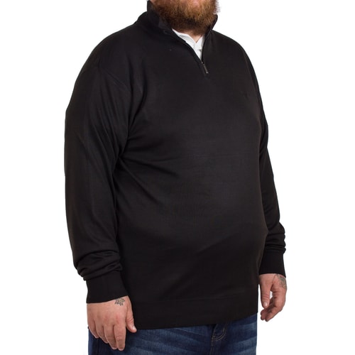 D555 Pacific Black Plain Sweater With Zip