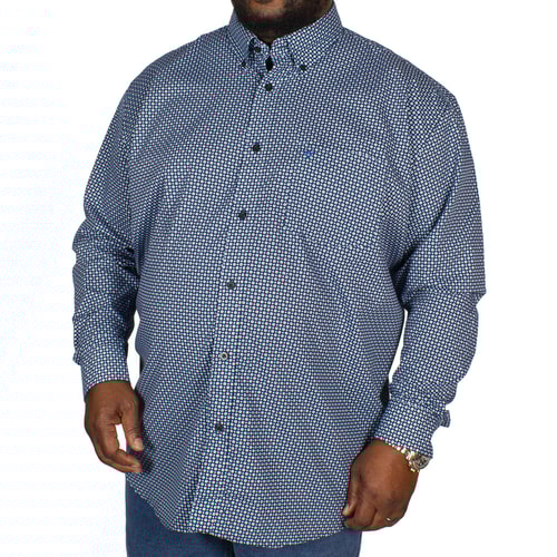 Cotton Valley Flower Print Long Sleeve Shirt Navy