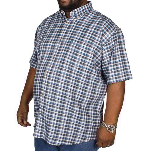 Cotton Valley Twill Check Short Sleeve Shirt Grey