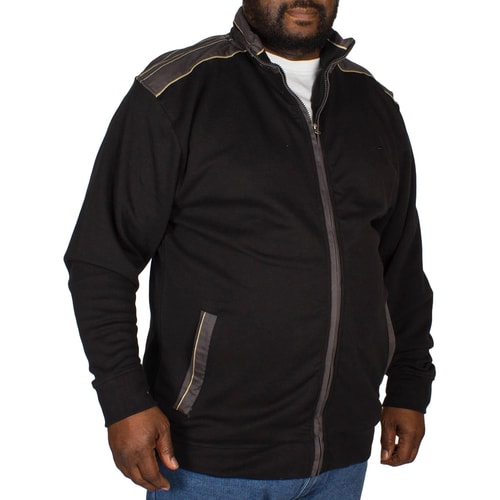 KAM Shoulder Panel Casual Zip Top Black