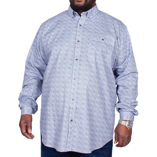 Espionage Long Sleeve Floral Print Shirt Navy/White