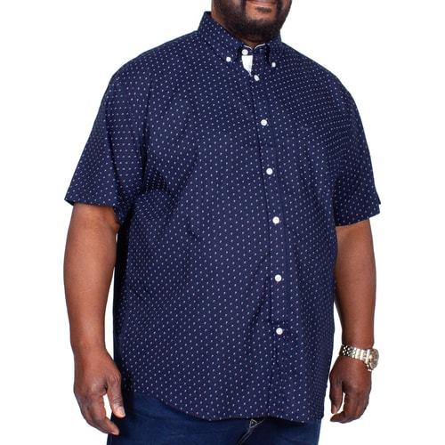 KAM Arch Dobby Short Sleeve Shirt Navy