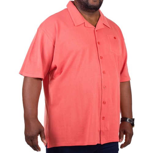 Espionage Button Through Polo Shirt Coral