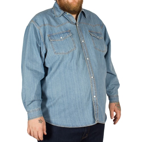 KAM Long Sleeve Denim Shirt Lightwash