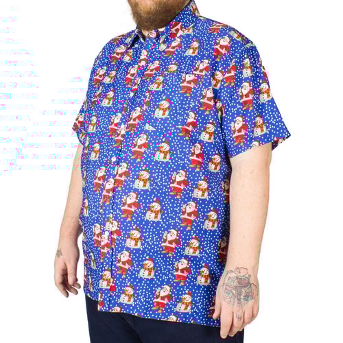 Brooklyn Snowman and Santa Festive Shirt Blue