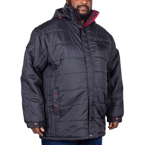 KAM Quilted Hooded Jacket Black