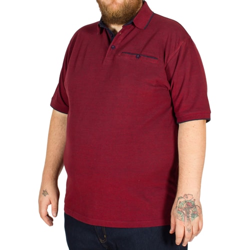 KAM Two Tone Polo Shirt Burgundy