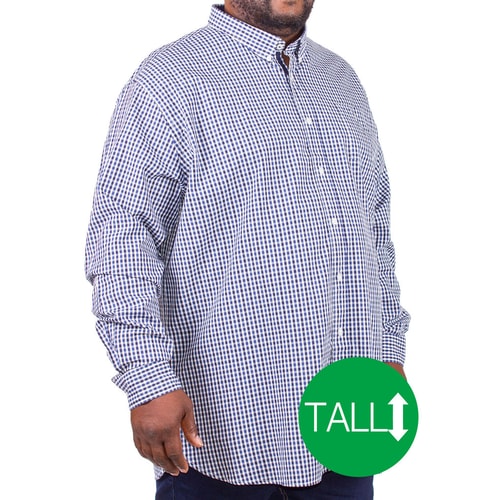 D555 Dane Gingham Check Shirt Blue Tall