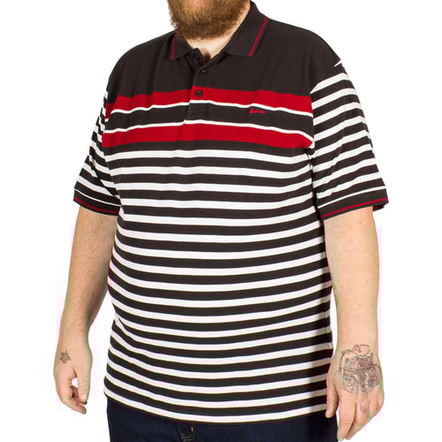 KAM Stripe Pique Polo Shirt Black