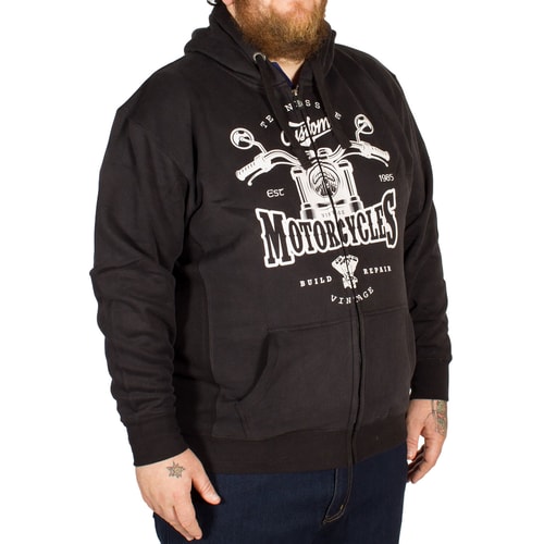 KAM Motorcycle Print Hoody Black