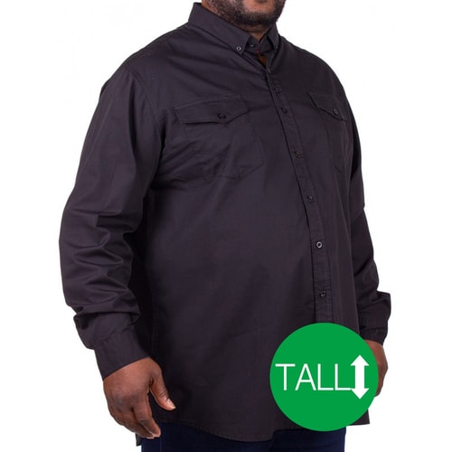 D555 Plain Long Sleeve Shirt Black Tall