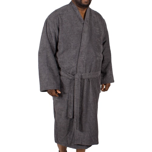 Espionage Plain Towelling Dressing Gown Grey