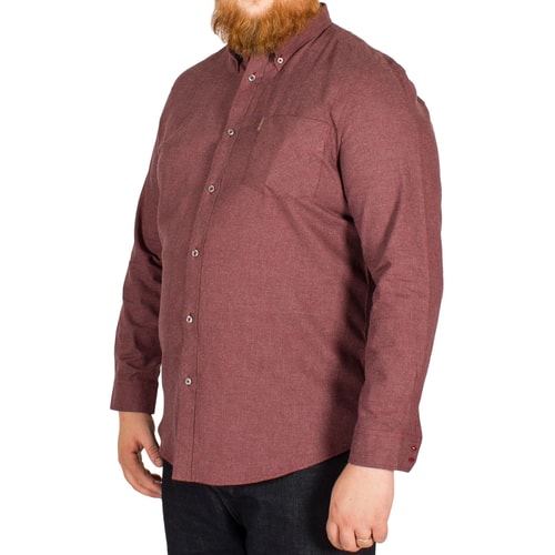 Ben Sherman Micro Dogtooth Print Shirt Wine