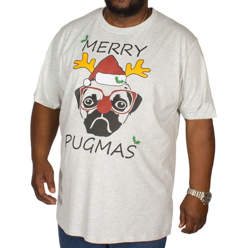 D555 Pugmas Print T-Shirt Off White