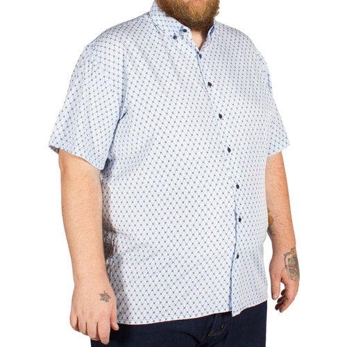 Fitzgerald George Heart Print Check Shirt Blue