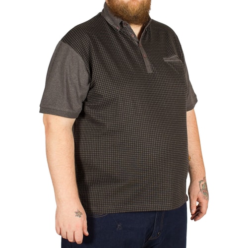 Lizard King Dogtooth Print Polo Shirt Grey