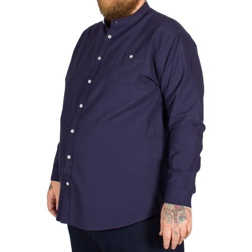 D555 Bernard Grandad Collar Shirt Navy