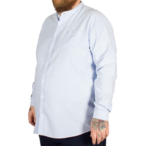 D555 Bernard Grandad Collar Shirt Blue
