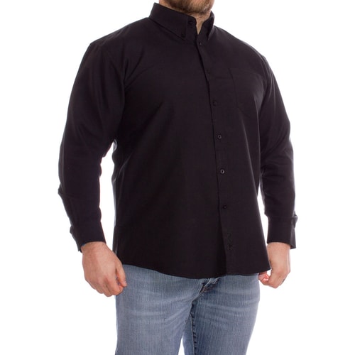 KAM Long Sleeve Oxford Shirt Black