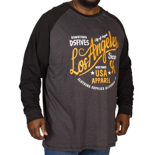 D555 Neill Printed Raglan T-Shirt Charcoal