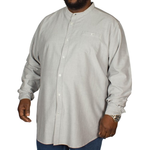 D555 Cameron Grandad Oxford Shirt Grey