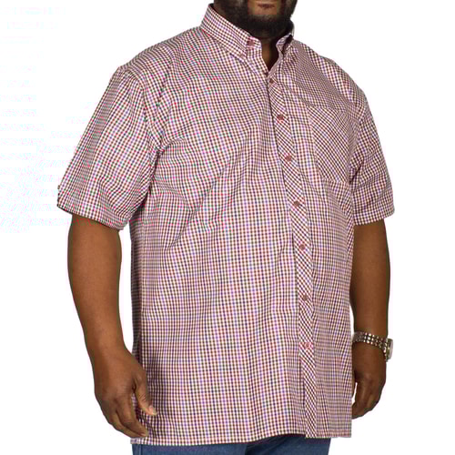 Espionage Gingham Check Short Sleeve Shirt Navy/Red/Tan