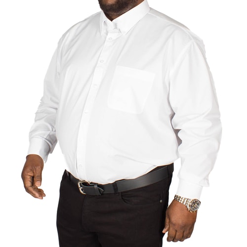 Espionage Traditional Long Sleeve Button Down Plain Shirt White