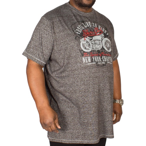 D555 Bradley Bikers Club Print T-Shirt Charcoal Tall