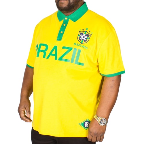 D555 Silva Brazil Football Polo Shirt Yellow