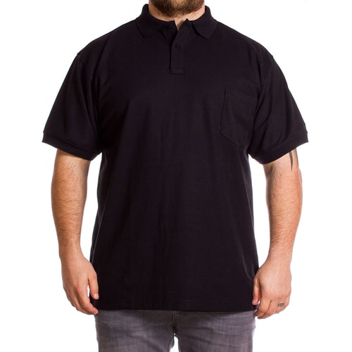 KAM Black Short Sleeve Plain Polo Shirt