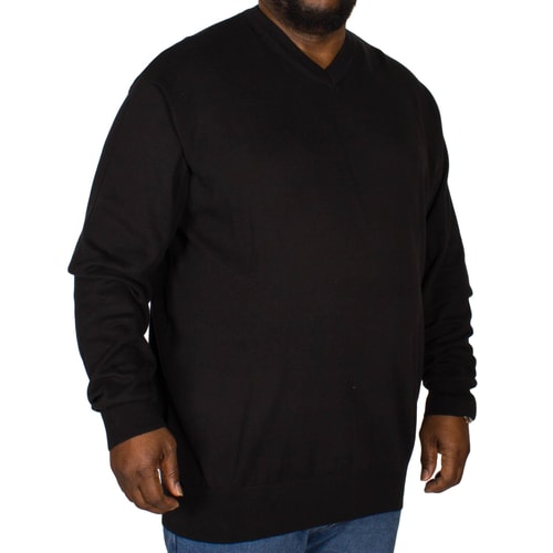 KAM V-Neck Long Sleeve Knitted Jumper Black